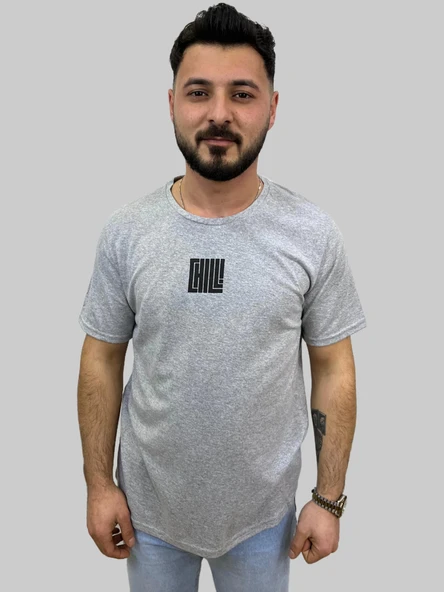 Erkek Chıll Sıfır Yaka Basic Gri Tişört