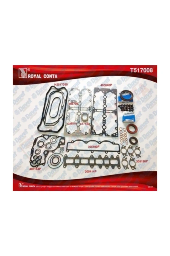 As Royal  Motor Takim Contasi Silindir Kapaksiz Keceli Ducato 2,3jtd-04049360, 2995609, 504049362,