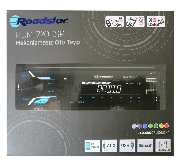 Roadstar RDM-720DSP Bluetooth 3xUSBli DSP'li Oto Teyp App Kontrol - 2