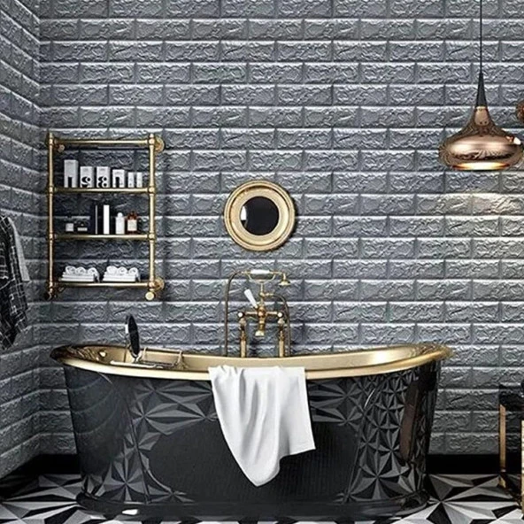 Renkli Duvarlar 10 adet 35x38cm Gri Kendinden Yapışkanlı Duvar Kağıdı Esnek Köpük Panel 3d Tuğla Desen - 3