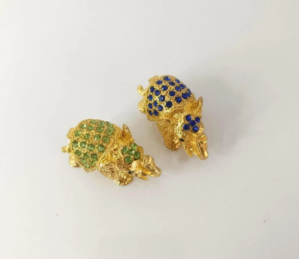 Mücevherat Takı Kutusu Fil Swaroski Taşlı 2 Adet Ev Dekorasyon Masa Süsü - 7