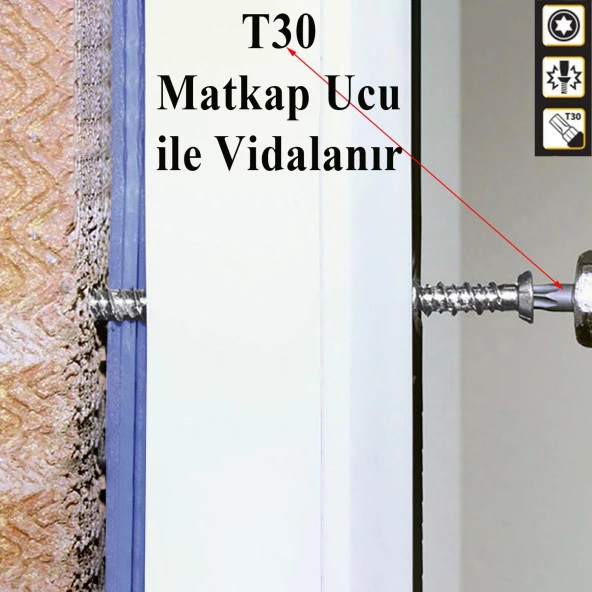 Buldex Vida 7.5x60 mm 50 ADET Sivri Uçlu Dübelsiz Beton Vidası Tork Duvar Vidası Buldeks - Resim 5