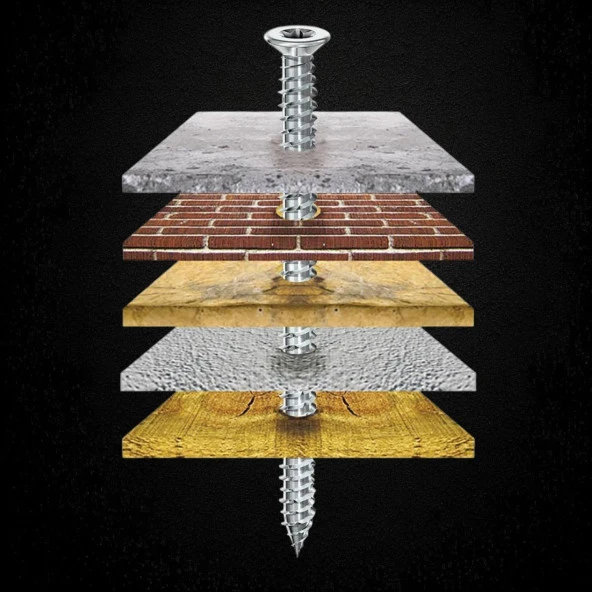 Buldex Vida 7.5x60 mm 50 ADET Sivri Uçlu Dübelsiz Beton Vidası Tork Duvar Vidası Buldeks - Resim 8