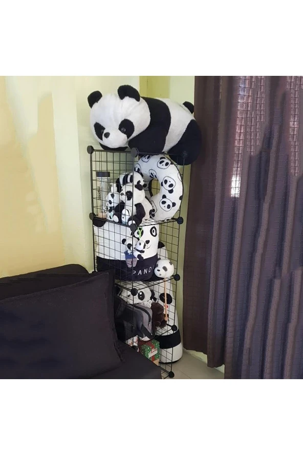 4 Bölmeli Tel Küp Çok Amaçlı Organizer Raf Siyah 33cm Mutfak, Oyuncak, Kiler, Depolama Rafı - 6