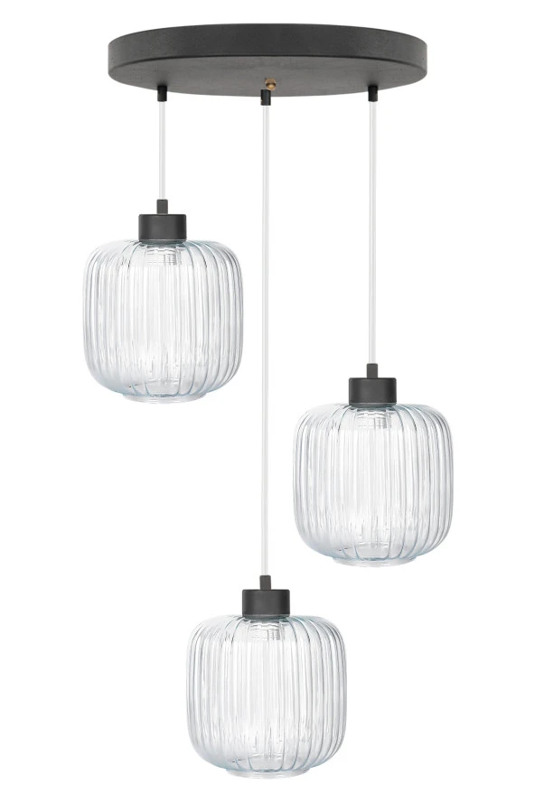 Minimal İntense Transparent Black Plafonyer Cam Avize