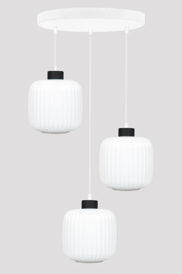 Minimal İntense White Black Plafonyer Cam Avize