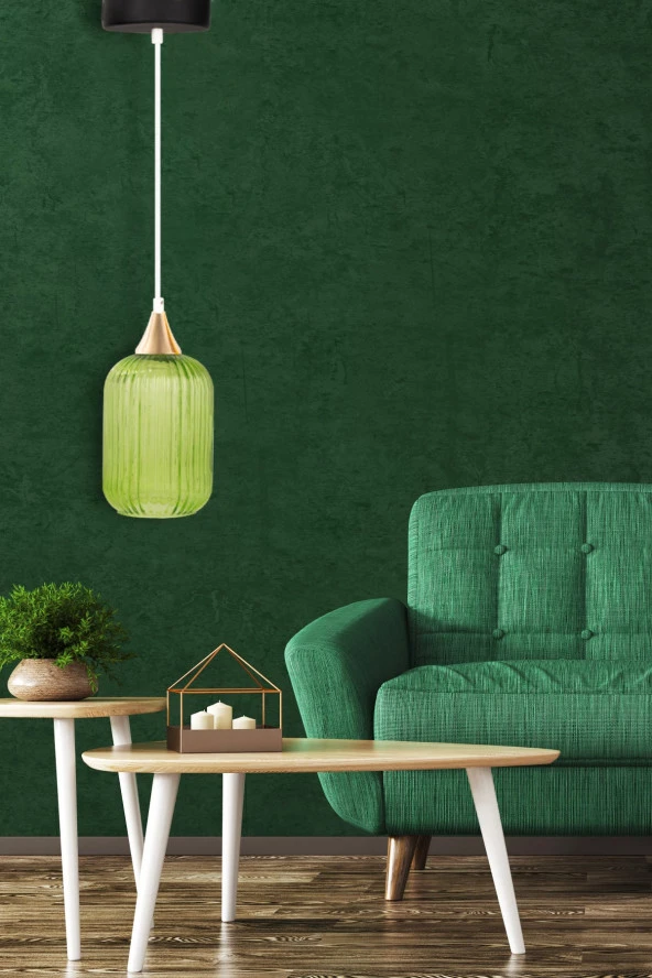 Minimal Lotus One Forest Green Plafonyer Cam Sarkıt Avize