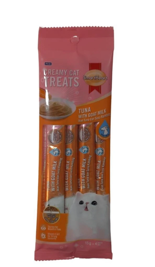 SmartHeart Kremalı Keçi Sütlü Ton Balığı Kedi Ödülü 60 Gr 4x15 Gr