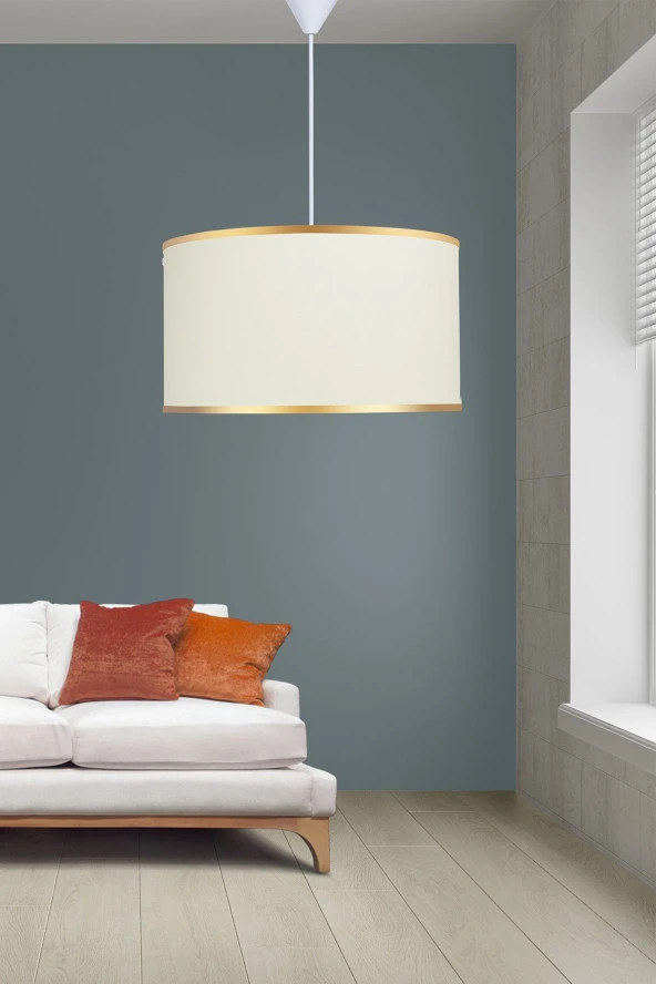 Minimal 2 Adet Bej 40x40 X 21 Sarkıt Kumaş Avize Seti - 2