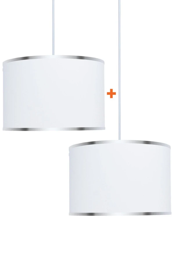 Minimal 2 Adet Beyaz 40x40 X 21 Sarkıt Kumaş Avize Seti