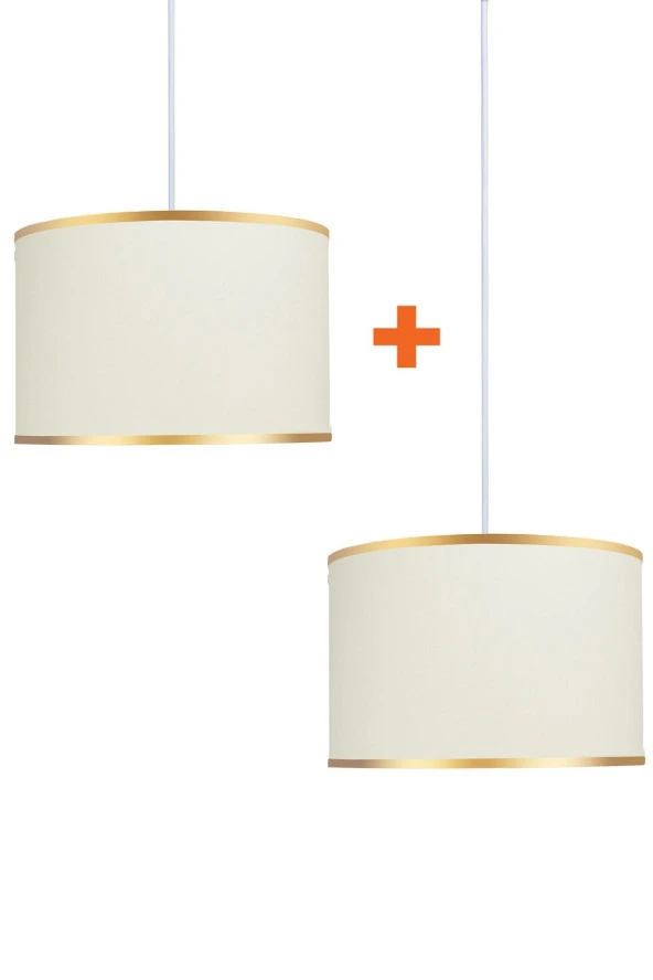 Minimal 2 Adet Bej 30x30 X 21 Sarkıt Kumaş Avize Seti