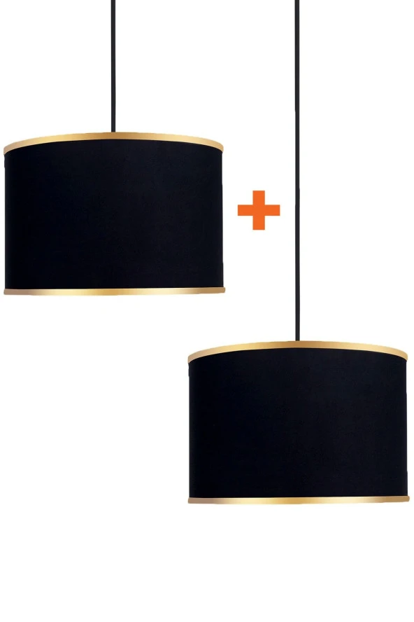 Minimal 2 Adet Siyah 35x35 X 21 Sarkıt Kumaş Avize Seti