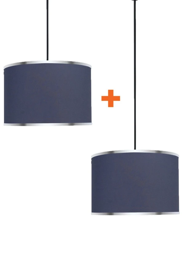 Minimal 2 Adet Gri 30x30 X 21 Sarkıt Kumaş Avize Seti