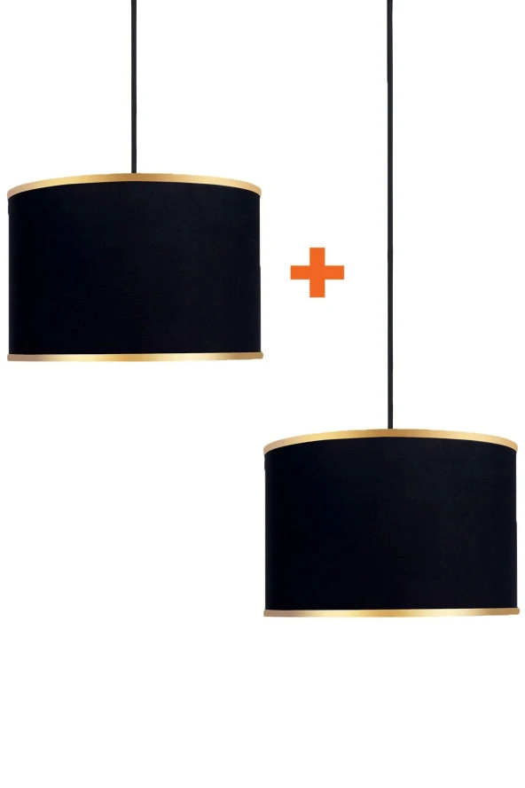 Minimal 2 Adet Siyah 30x30 X 21 Sarkıt Kumaş Avize Seti