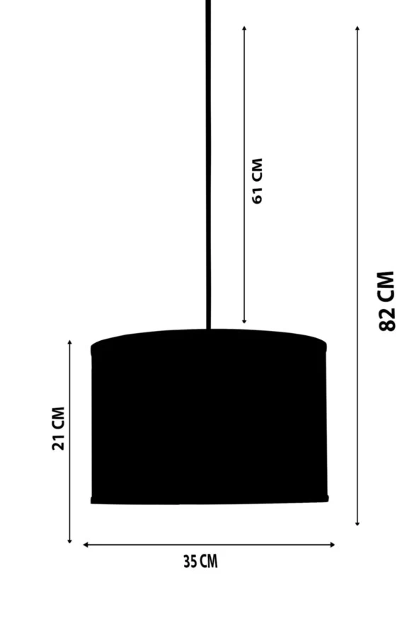 Minimal Viscose 35x35x21 Siyah Elektrik Kablolu Kumaş Avize - 4