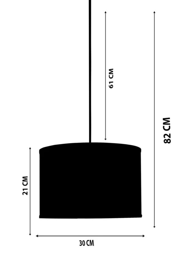 Minimal Viscose 30x30x21 Siyah Elektrik Kablolu Kumaş Avize - 4