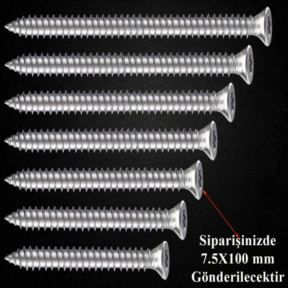 Buldex Vida 7.5x100 mm 50 ADET Sivri Uçlu Dübelsiz Beton Vidası Tork Duvar Vidası Buldeks - 2