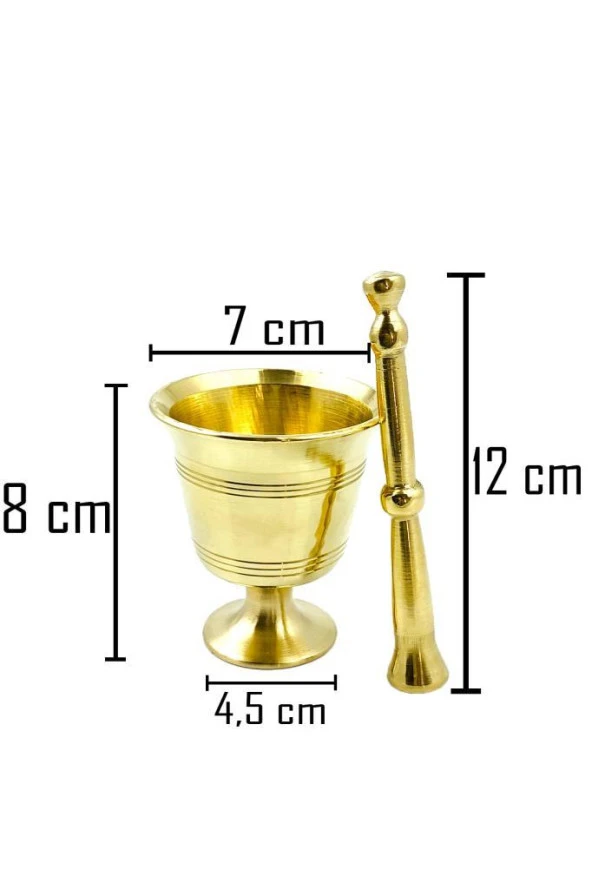 Döküm Pirinç Sarı Tokmak Havan Sarımsak Ezici 8cm Mini1 - 2