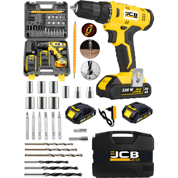 Projcb Plus Germany Techno GTX Series 328 W Çelik Şanzuman 45 Kademe Yüksek Tork Çift Akülü Şarjlı Matkap + Set
