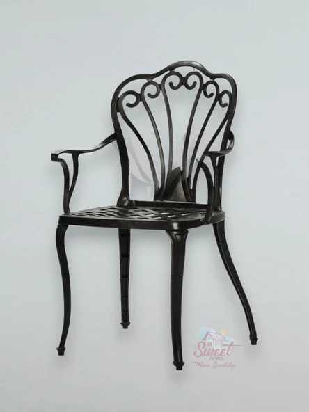 Ferforje Görünümlü Plastik İstanbul Tek Sandalye, Bahçe, Balkon Ve Dış Mekanda Kullanılabilir Sandalye