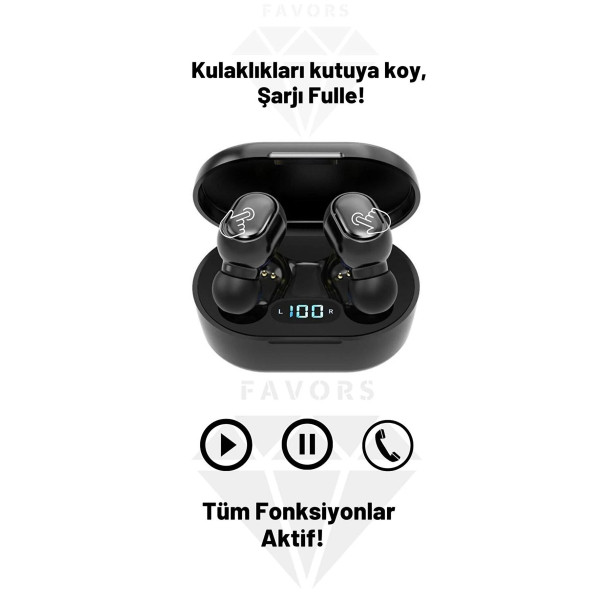 Favors E7s Dots Bluetooth Kulaklık Extra Bass Hd Ses Çift Mikrofon Universal Kablosuz Kulaklık - 3