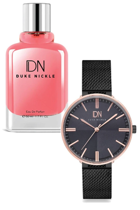 Duke Nickle Siyah Hasır kordon Kadın Kol Saati (Parfüm Hediyeli)