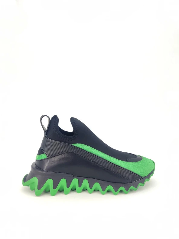 Demas Siyah Yeşil Dalgıç Kumaş Kadın Spor Ayakkabı