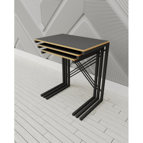 Eportatif 3 lü Zigon Sehpa Metal Sehpa Atlantik Füme 1365 - 2