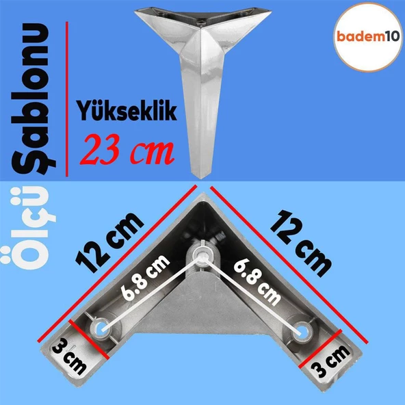 Kale Lüks Mobilya Yükseltici Kanepe Tv Ünitesi Koltuk Ayağı Konsol Ayakları Krom 23 Cm - 2