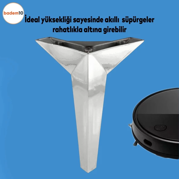 Kale Lüks Mobilya Yükseltici Kanepe Tv Ünitesi Koltuk Ayağı Konsol Ayakları Krom 23 Cm - 5