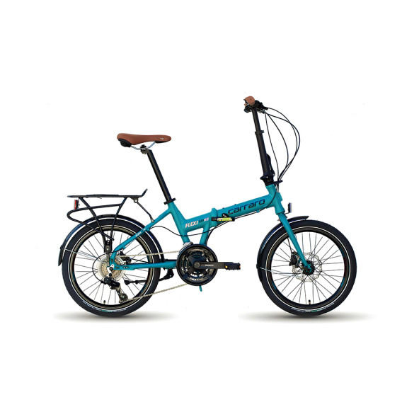 Carraro Flexi 121HD 20 jant Katlanabilir Bisiklet (Mavi (Bukelemun) Siyah Gökkuşağı Krom Kahve)