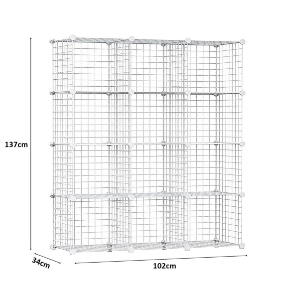 12 Bölmeli Tel Küp Çok Amaçlı Organizer Raf Beyaz 33cm Mutfak, Oyuncak, Kiler, Depolama Rafı - 5