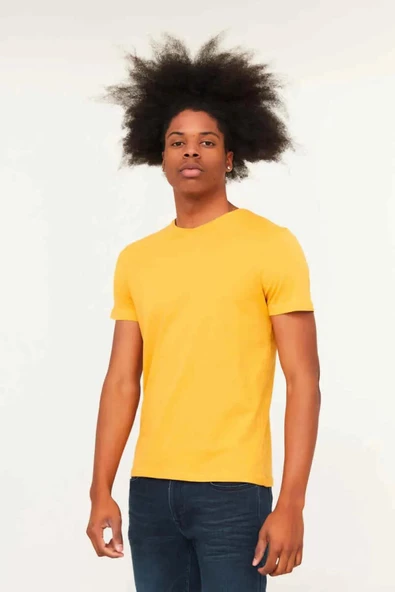 Cazador B.Yaka  K.Kol Basic Erkek T-şhirt 4618 Hardal - Resim 2