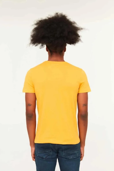 Cazador B.Yaka  K.Kol Basic Erkek T-şhirt 4618 Hardal - Resim 3