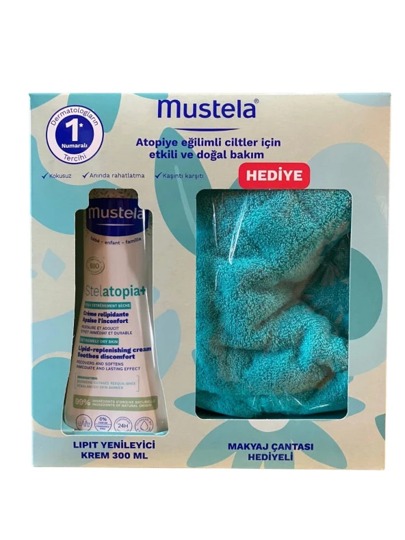 Mustela Stelatopia Lipit Yenileyici Krem 300 ml + Makyaj Çantası Hediyeli