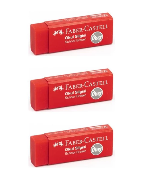 Faber Castell Büyük Kırmızı Okul Silgisi 3 lü - 2