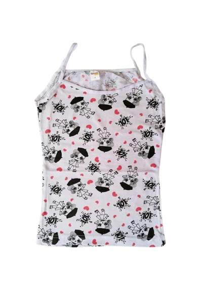 Desenli Kız Çocuk İç Giyim İp Askılıı Atlet Yazlık Hediyelik Çocuk İç Giyim 3 Adet - 5