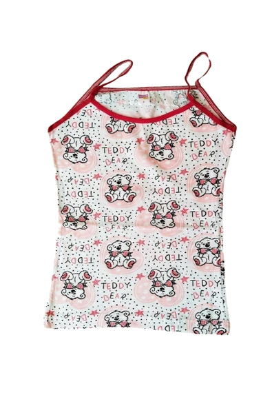 Desenli Kız Çocuk İç Giyim İp Askılıı Atlet Yazlık Hediyelik Çocuk İç Giyim 3 Adet - 4