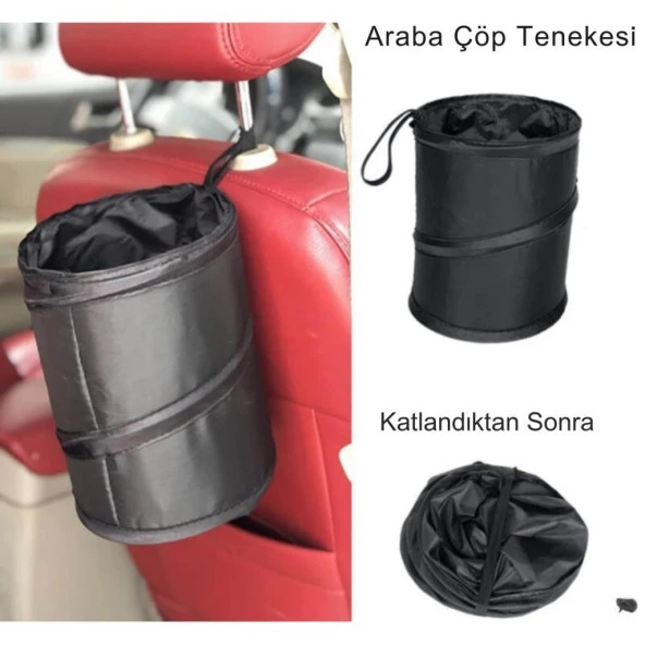 Coofbe Araç İçi Katlanabilir Askılıklı Sıvı Sızdırmaz Araç Çöp Kovası Ofis Oto Çöp Kovası Torbası - 3