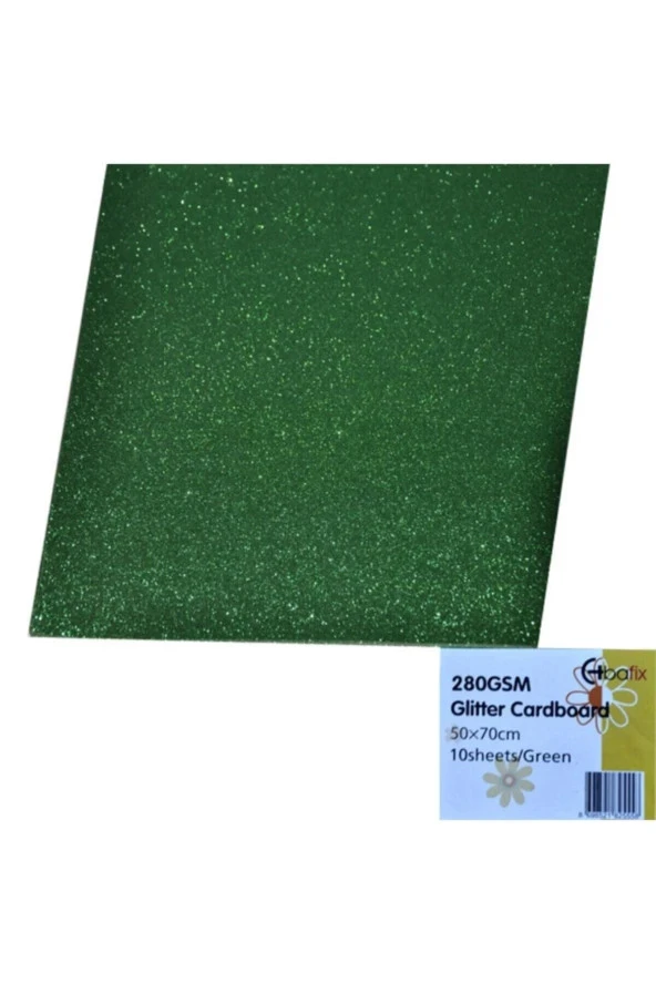 Bafix Simli Karton 50x70 CM Yeşil Simli Karton (10 Lu Paket)