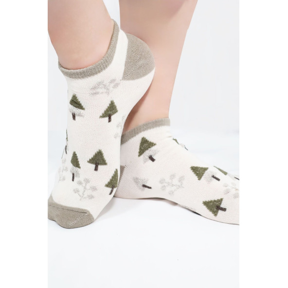 4 Çift Kadın Çorap (Trend) Desenli Kısa Patik Çorap Yeni Sezon - 6