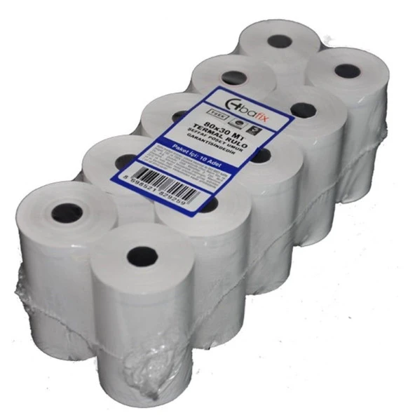 Bafix Yazar Kasa Rulosu Termal 80 x 30 Metre Termal Yazar Kasa Pos Rulosu (10 Lu Paket)