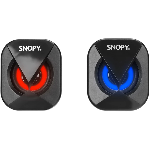 Snopy SN-83U Led Işıklı 2 Watt x2 Siyah Usb 2.0 Rgb Işıklı Gaming 1+1 Mini Speaker Hoparlör Pc Bilgisayar Yanı Hoparlör - 4
