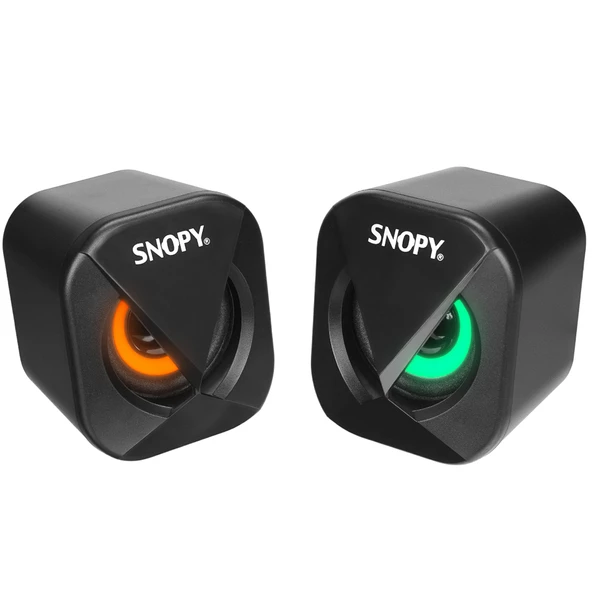 Snopy SN-83U Led Işıklı 2 Watt x2 Siyah Usb 2.0 Rgb Işıklı Gaming 1+1 Mini Speaker Hoparlör Pc Bilgisayar Yanı Hoparlör - 2