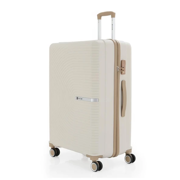MÇS 3lü Set Kırılmaz Silikon Seyahat Valizi Bavulu V374 Kemik/Şampanya - Resim 3