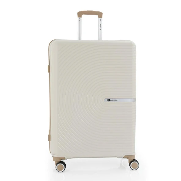 MÇS 3lü Set Kırılmaz Silikon Seyahat Valizi Bavulu V374 Kemik/Şampanya - Resim 5