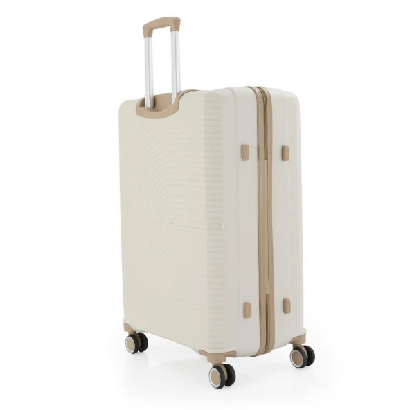 MÇS 3lü Set Kırılmaz Silikon Seyahat Valizi Bavulu V374 Kemik/Şampanya - Resim 6