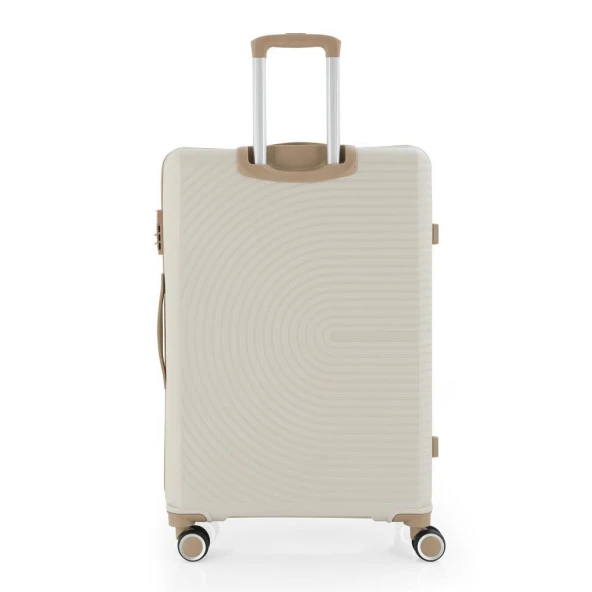 MÇS 3lü Set Kırılmaz Silikon Seyahat Valizi Bavulu V374 Kemik/Şampanya - Resim 7