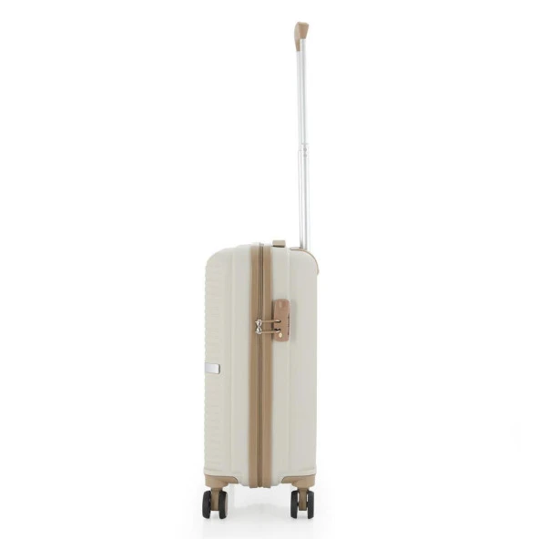 MÇS 3lü Set Kırılmaz Silikon Seyahat Valizi Bavulu V374 Kemik/Şampanya - Resim 8