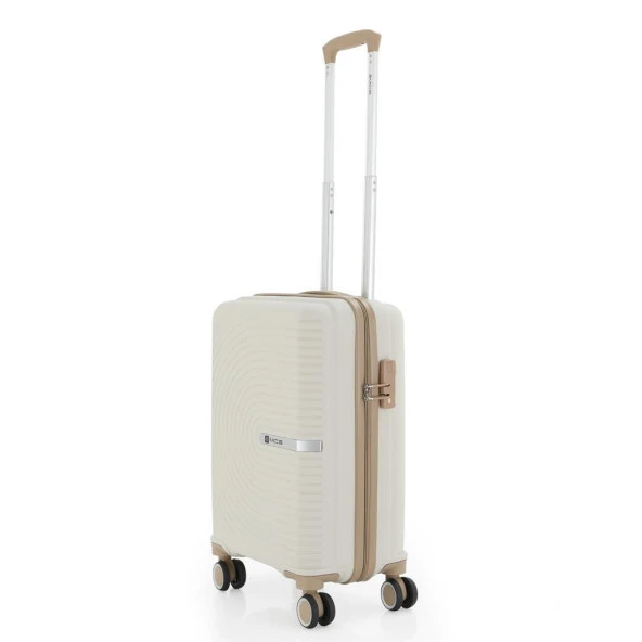 MÇS 3lü Set Kırılmaz Silikon Seyahat Valizi Bavulu V374 Kemik/Şampanya - Resim 11